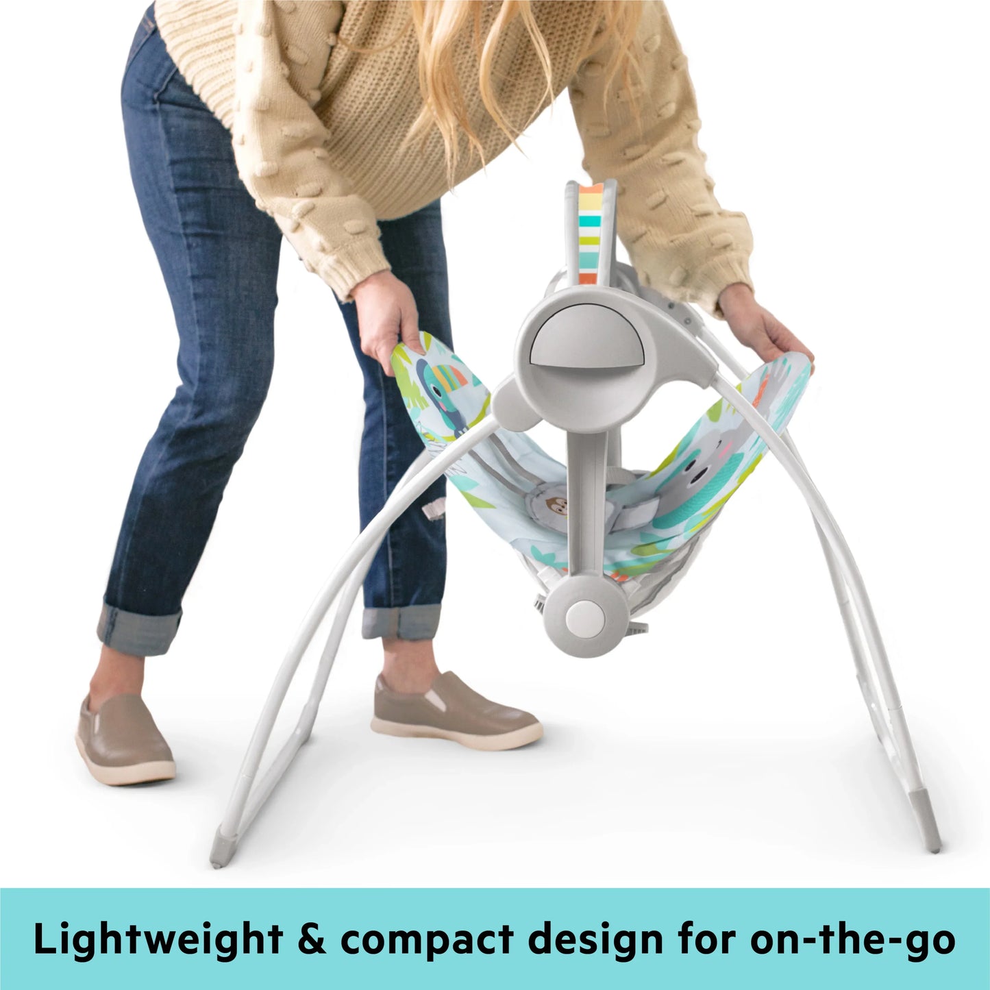 Rainforest Vibes 6-Speed Portable Automatic Baby Swing with Toy Bar - Rainforest Vibes