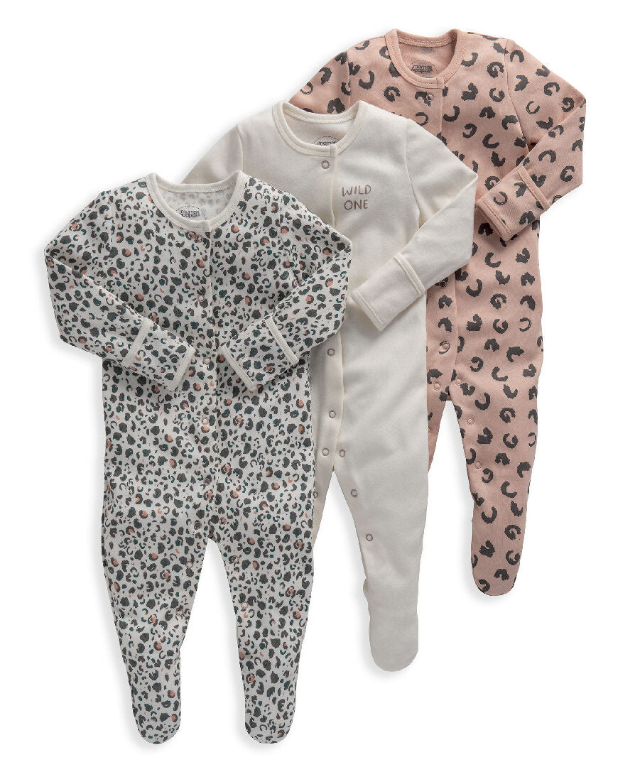 Mamas & Papas Leopard Print Jersey Cotton Sleepsuit - Set of 3 | Mamas & Papas, Babies, Nursing, Sleepsuit