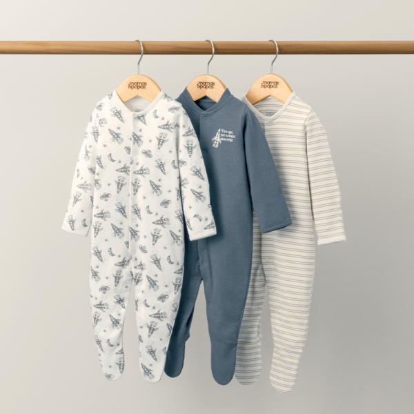 Mamas & Papas Blue Universe Sleepsuits (3 Pack) | Mamas & Papas, Babies, Nursing, Sleepsuit