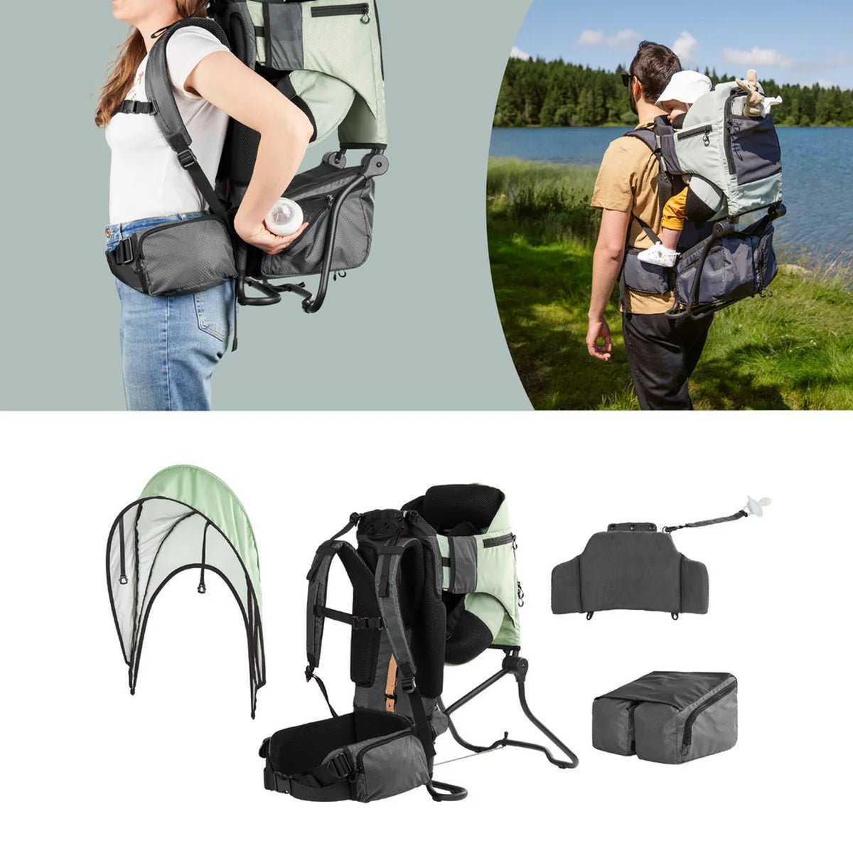 Hiking Baby Carrier Moov & Hike Green | Carrier | Babymoov for Mamas & Papas LB - Baby Gear