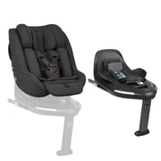 Dark gray i-Size car seat with five-point harness and padded headrest, side view