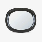LED rearview car mirror, black oval frame with clear circular lens