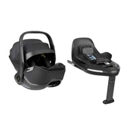 i-Class i-SIZE car seat set with dark carry handle and base, rear and side view