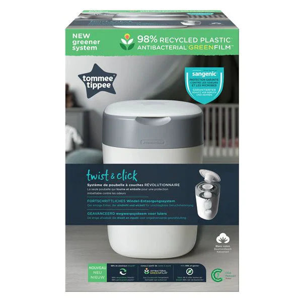 Twist & Click White Diaper Bin Odor Control