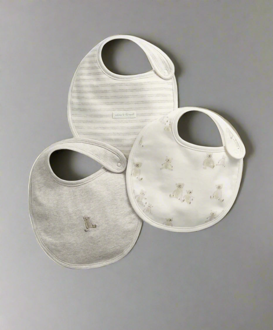 Mamas & Papas Teddy Bear Bibs (3 Pack) - One Size | Mamas & Papas, Babies, Nursing,