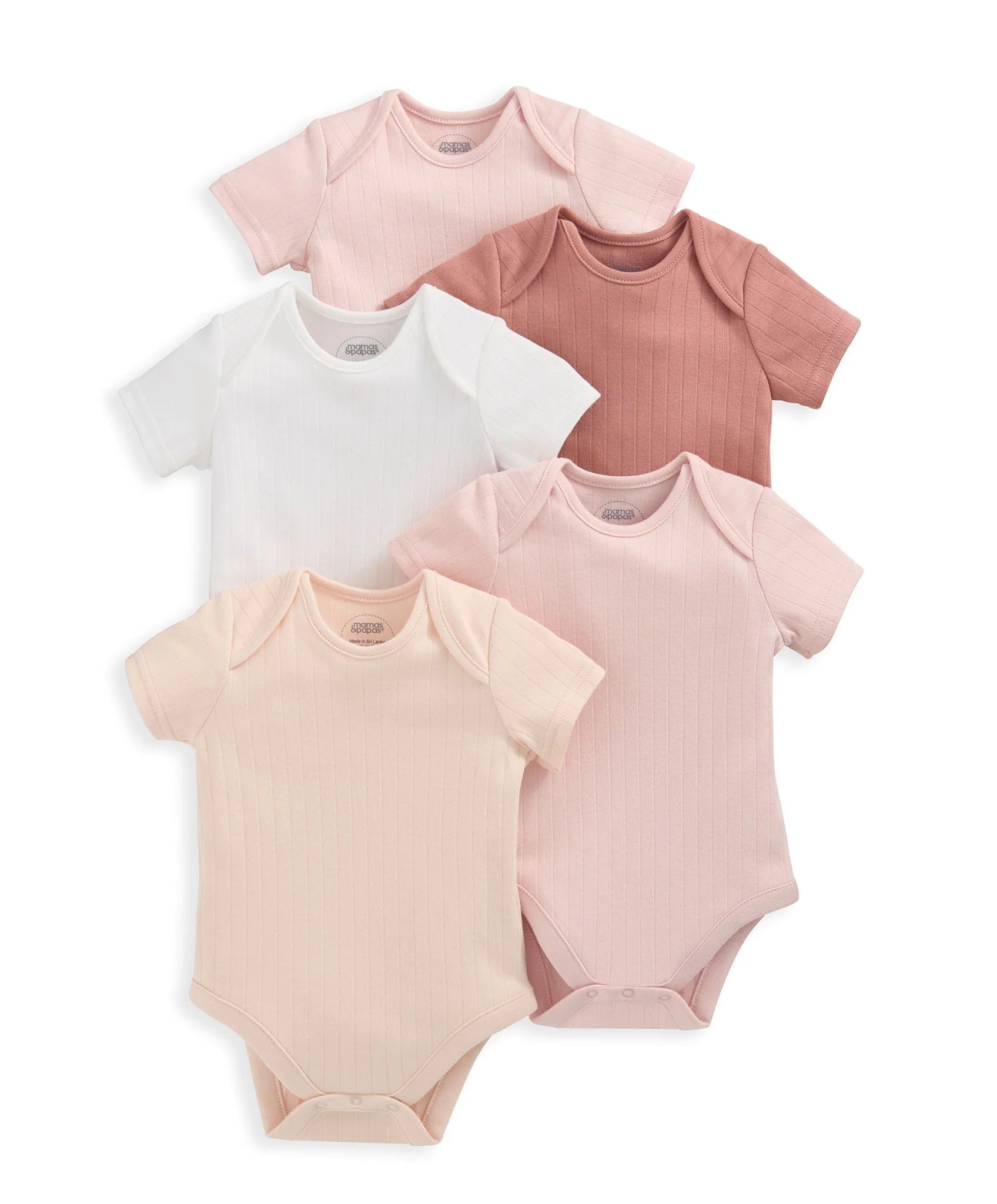 Mamas & Papas Ribbed Short-Sleeve Bodysuits Pack of 5 - Pink | Mamas & Papas, Babies, Nursing, Bodysuit