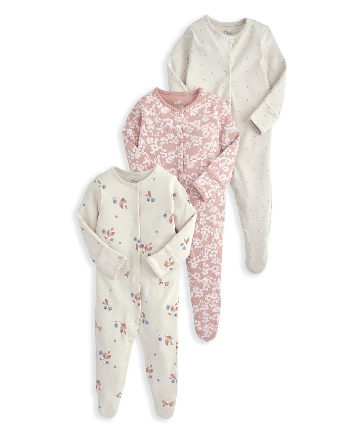 Mamas & Papas Long Sleeve Sleepsuits (Pack of 3) - Peony & Berry Prints | Mamas & Papas, Babies, Nursing, Sleepsuit