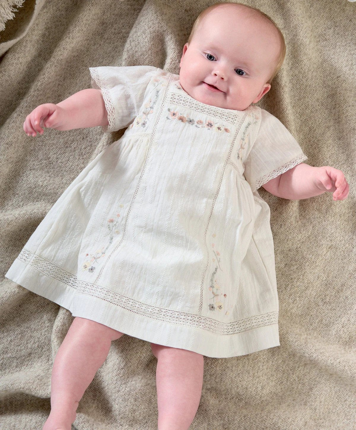 Mamas & Papas Short Sleeve Cotton Embroided Dress - Floral Print | Mamas & Papas, Babies, Nursing, Dress