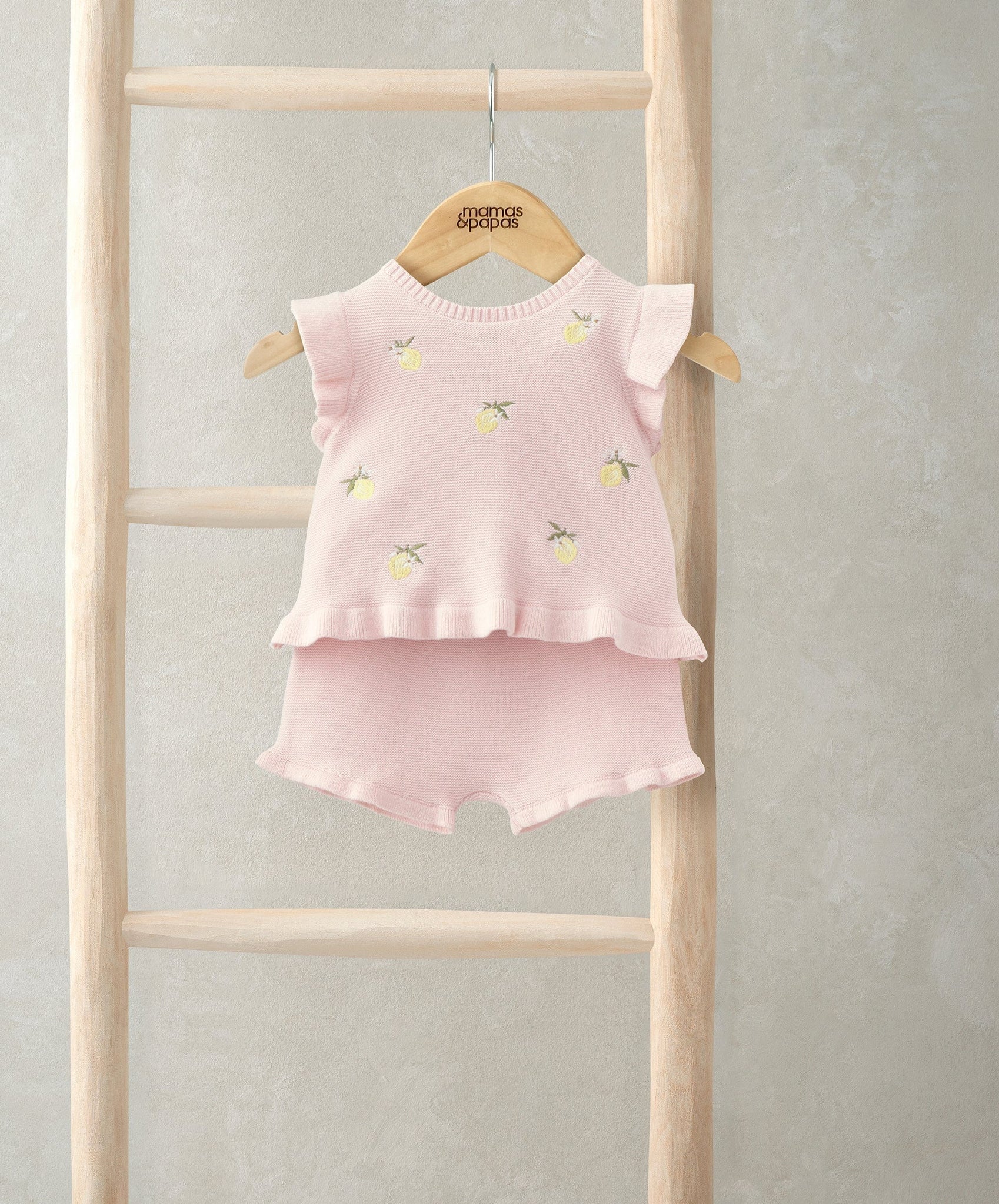 Mamas & Papas Embroidered Knit Top & Shorts Set (2 Pieces) - Pink | Mamas & Papas, Babies, Nursing, Set