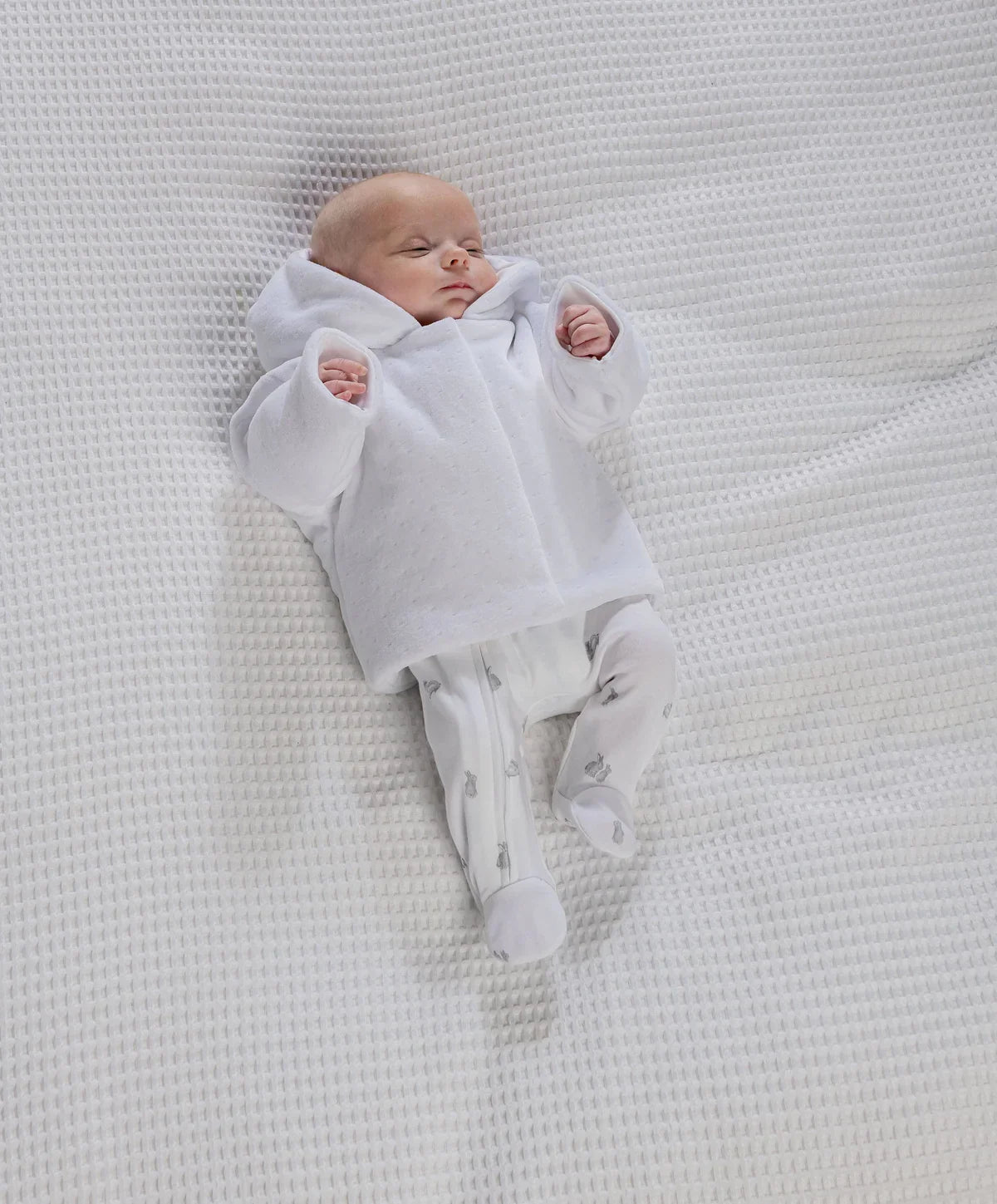 Velour Hooded Jacket - White | Jacket | Mamas & Papas for Mamas & Papas LB - 6hr