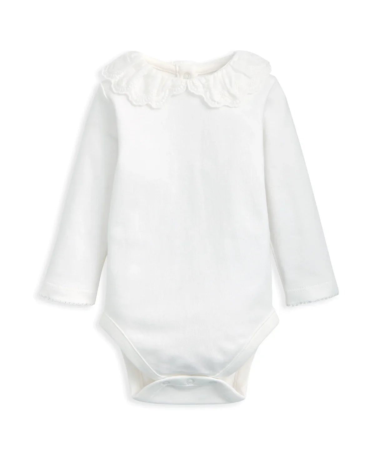 Embroidered Peter Pan Collar Bodysuit - White | Bodysuit | Mamas & Papas for Mamas & Papas LB - 6hr