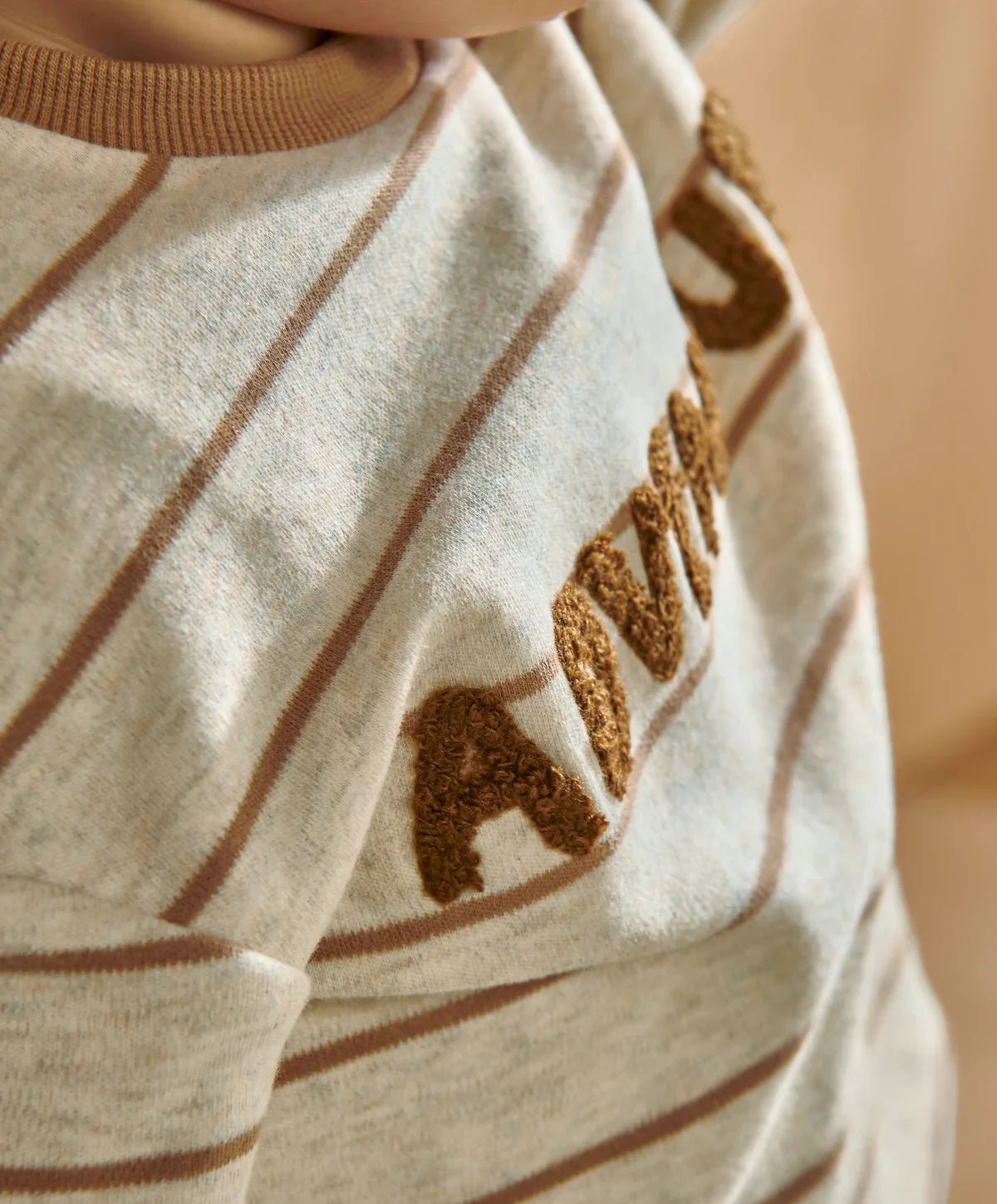 Striped T-Shirt with Boucle Adventure Detail - Cream | T-shirt | Mamas & Papas for Mamas & Papas LB - 6hr