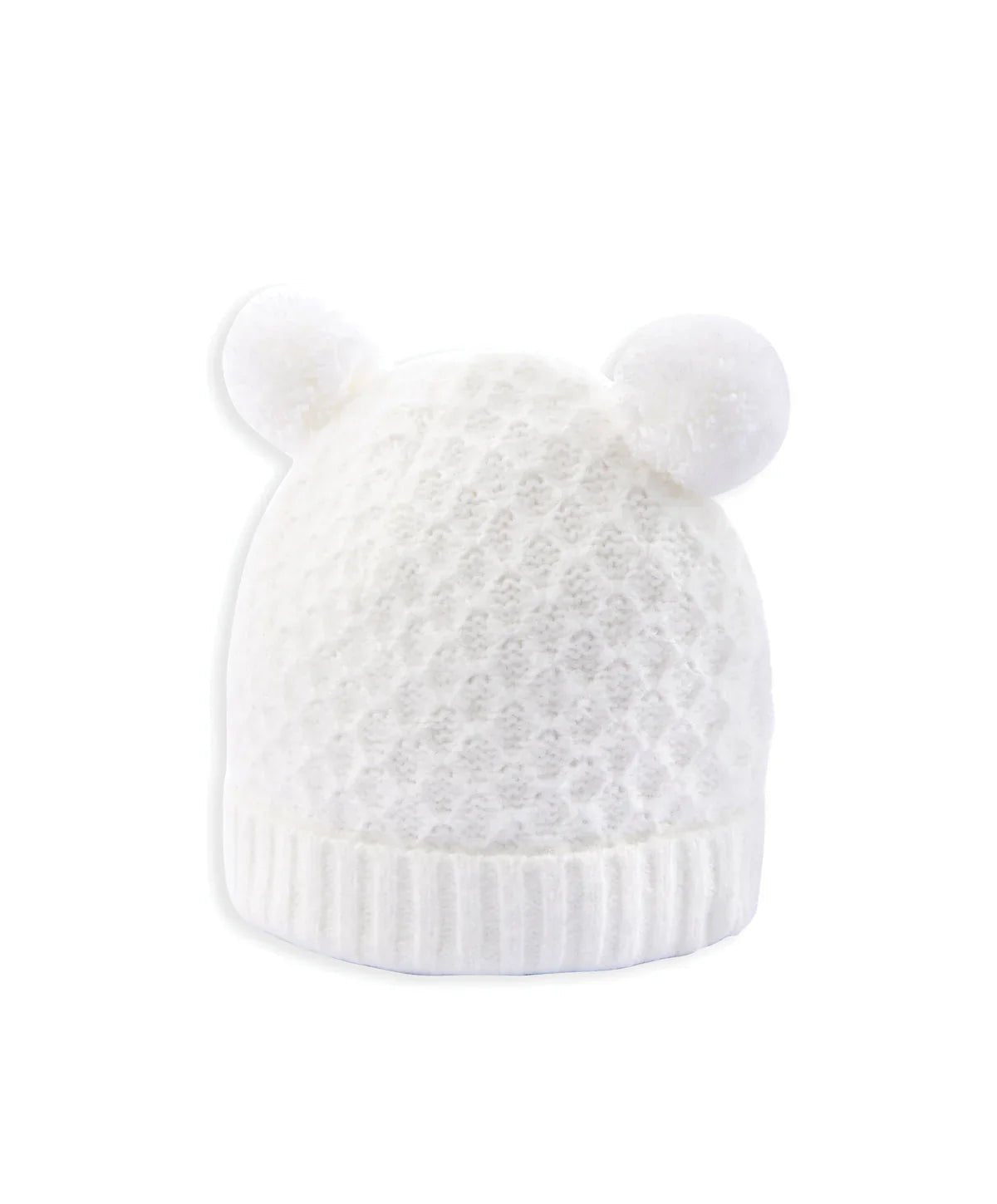 Rib Knit Hat & Pom Poms - White | Beanie | Mamas & Papas for Mamas & Papas LB - 6hr
