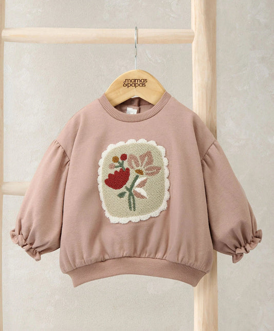 Mamas & Papas Boucle Placement Sweatshirt – Pink Sweatshirt
