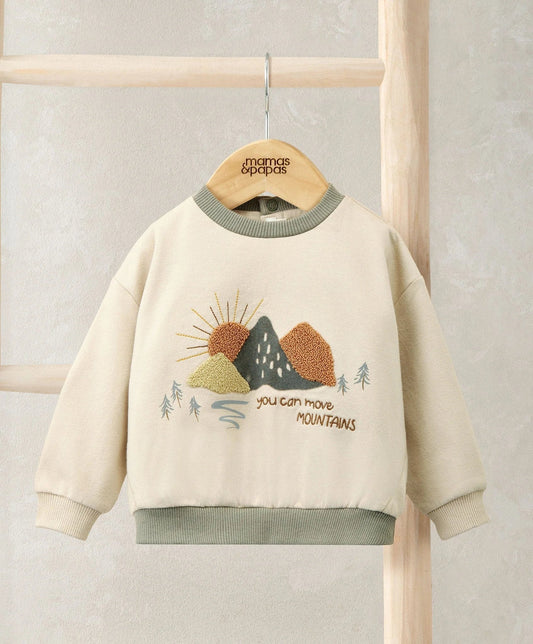 Mamas & Papas Boucle & Embroidered Sweatshirt - Cream Sweatshirt