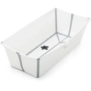 White plastic pet tub with removable divider and paw insert, XL