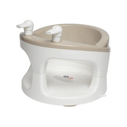 White bath seat with taupe basin and two arm rests