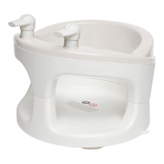 Light oat plastic bath seat with two handles and molded inner basin