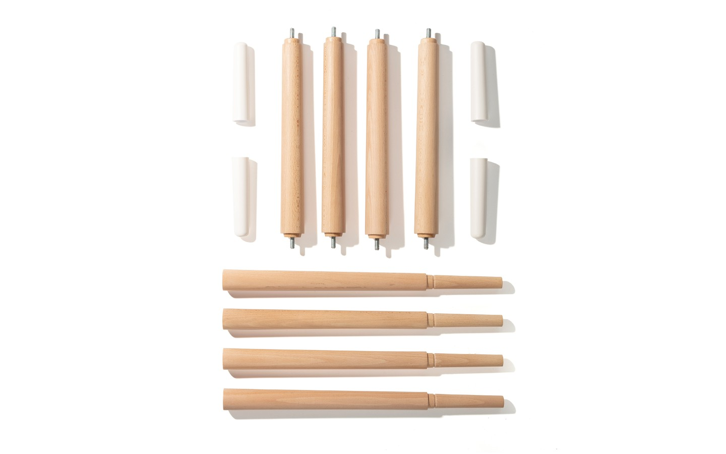 Bath stand components: wooden legs, white supports, and foot rails