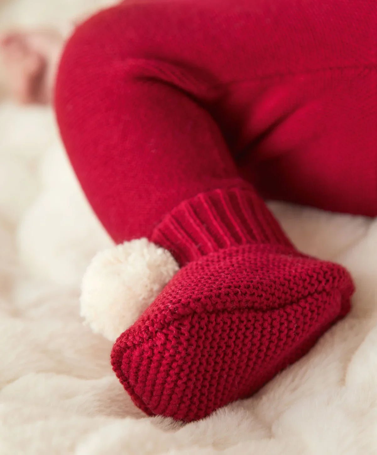 Pom Pom Booties - Red | Booties | Mamas & Papas for Mamas & Papas LB - Accessories