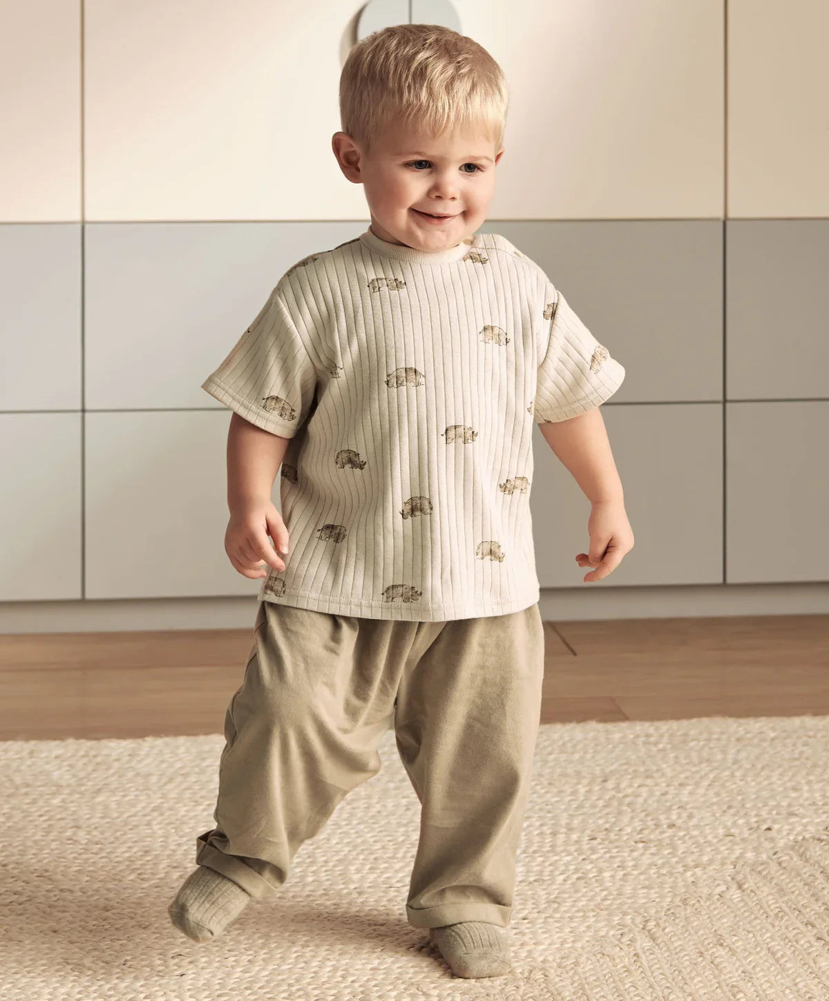 Rhino Ribbed T-Shirt & Trousers Outfit Set