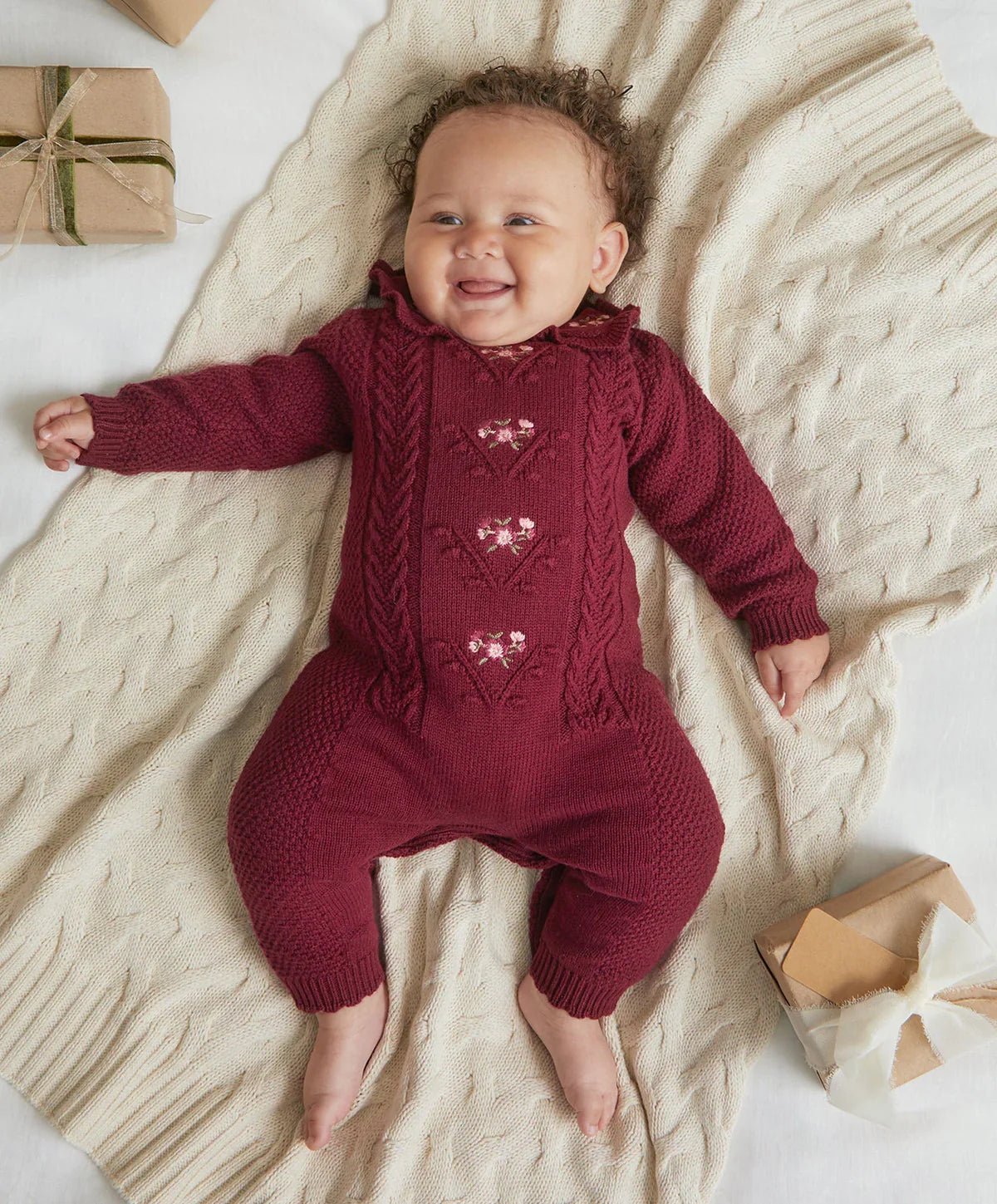 Burgundy Soft Knit Romper | Romper | Mamas & Papas for Mamas & Papas LB - christmas