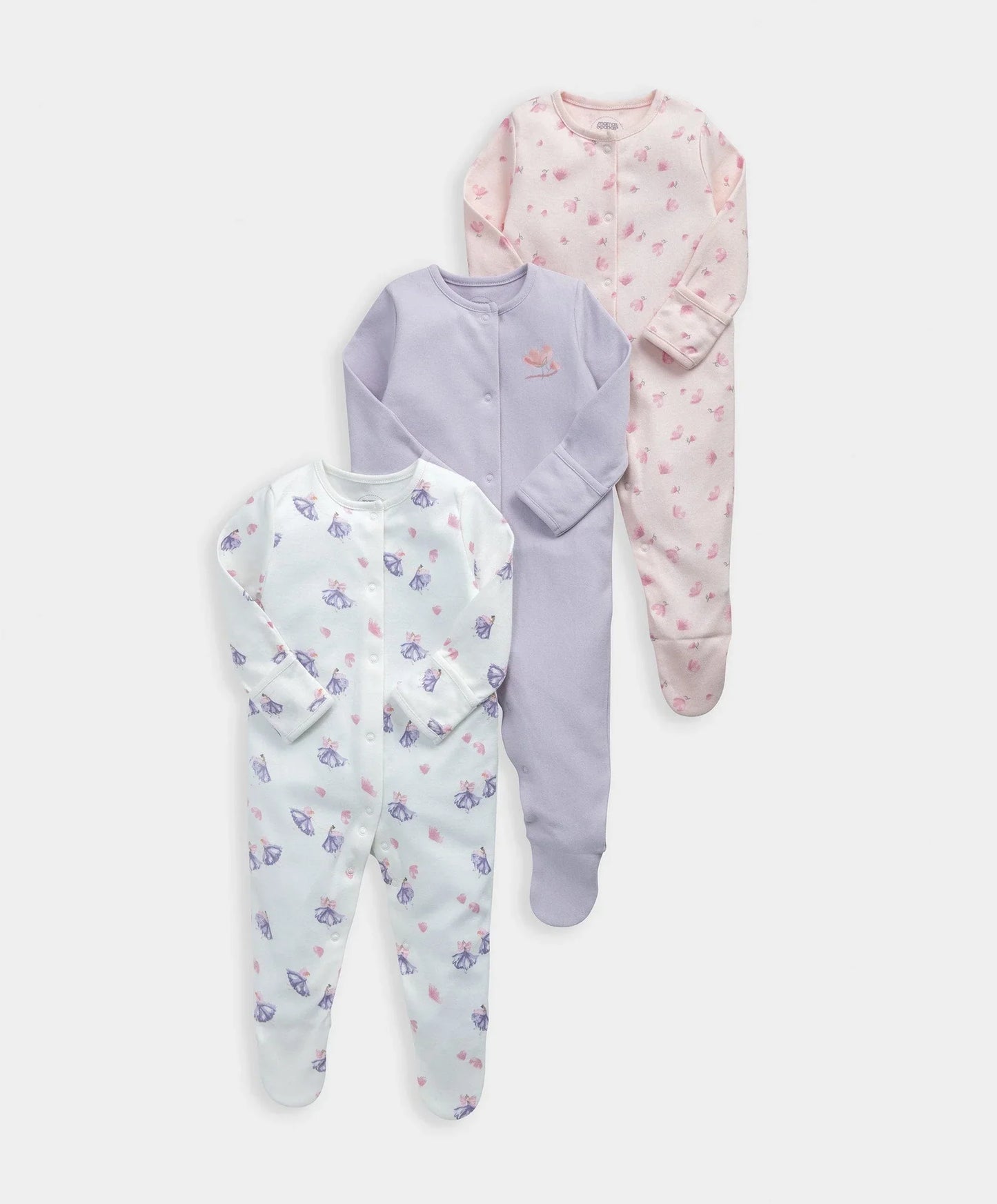 Ballerina Sleepsuits (Pack of 3)