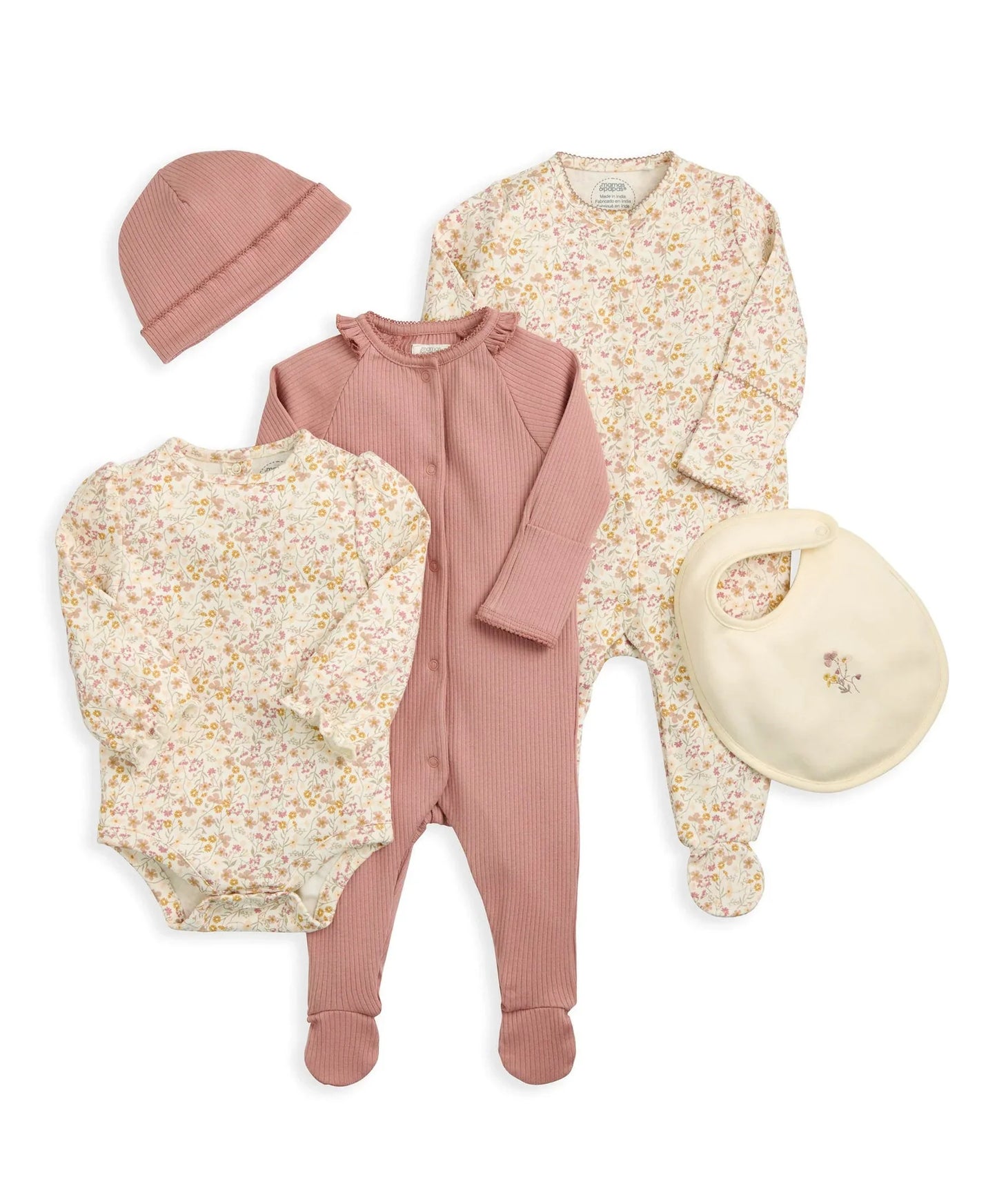 Welcome to the World Floral Baby Clothes 5 Piece Set