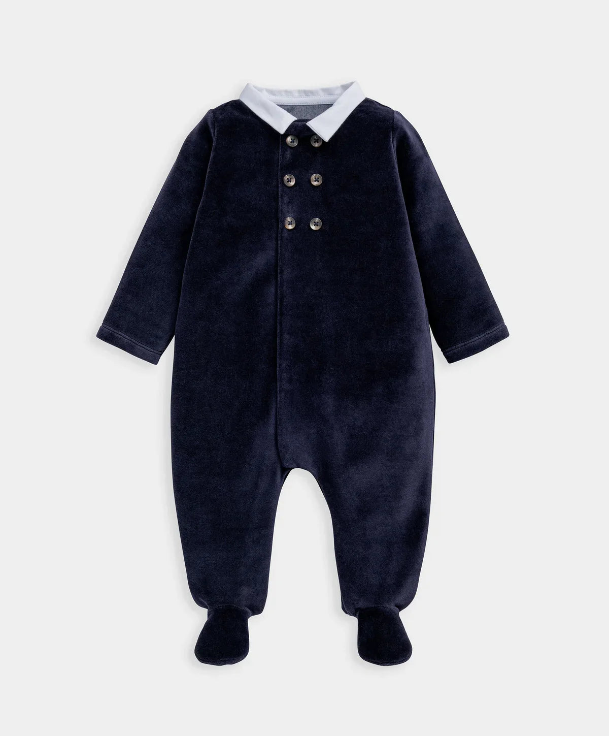 Blue Velour Sleepsuit