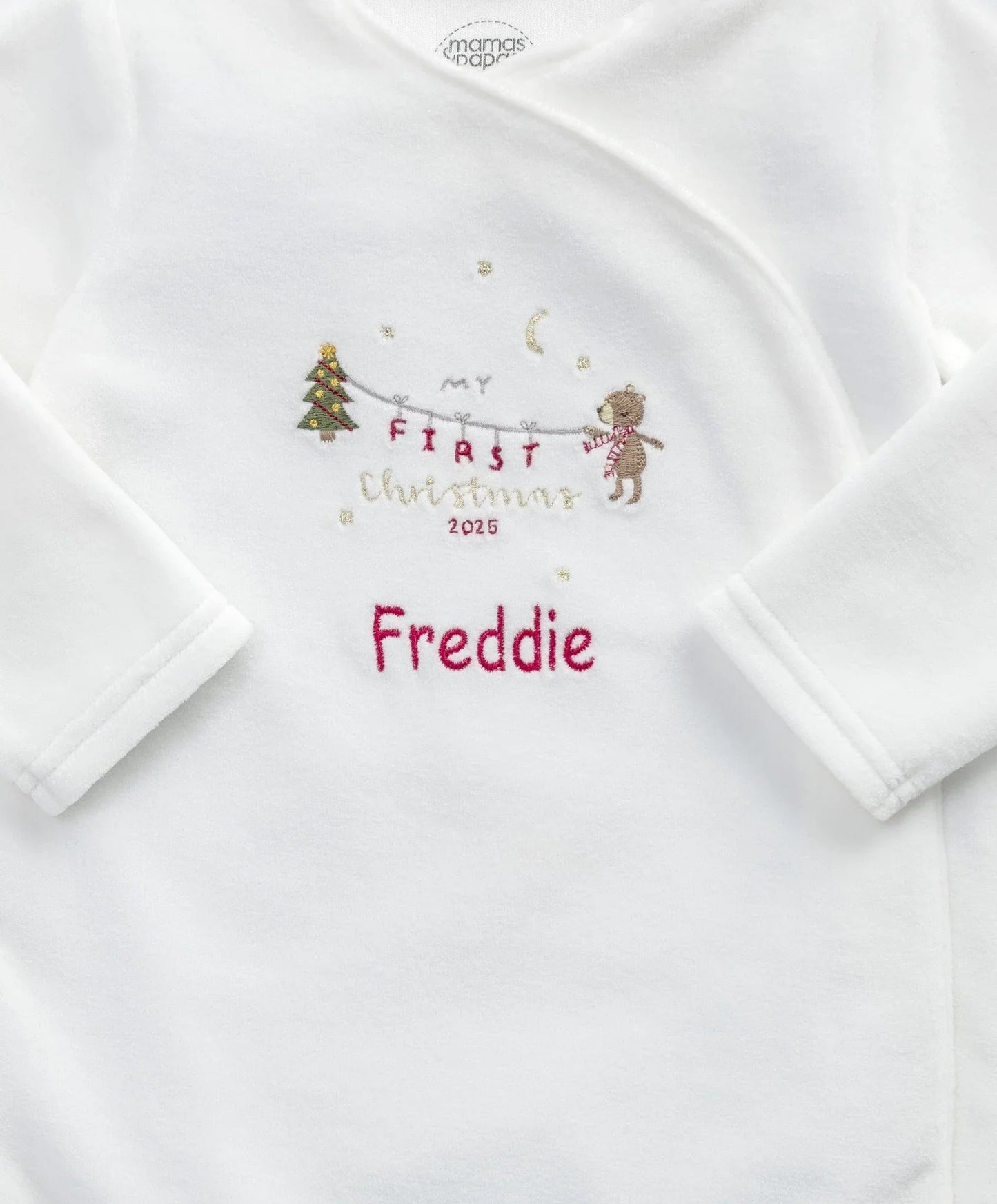 My First Christmas Velour All - in - one | Bodysuit | Mamas & Papas for Mamas & Papas LB - Bodysuits & Vests