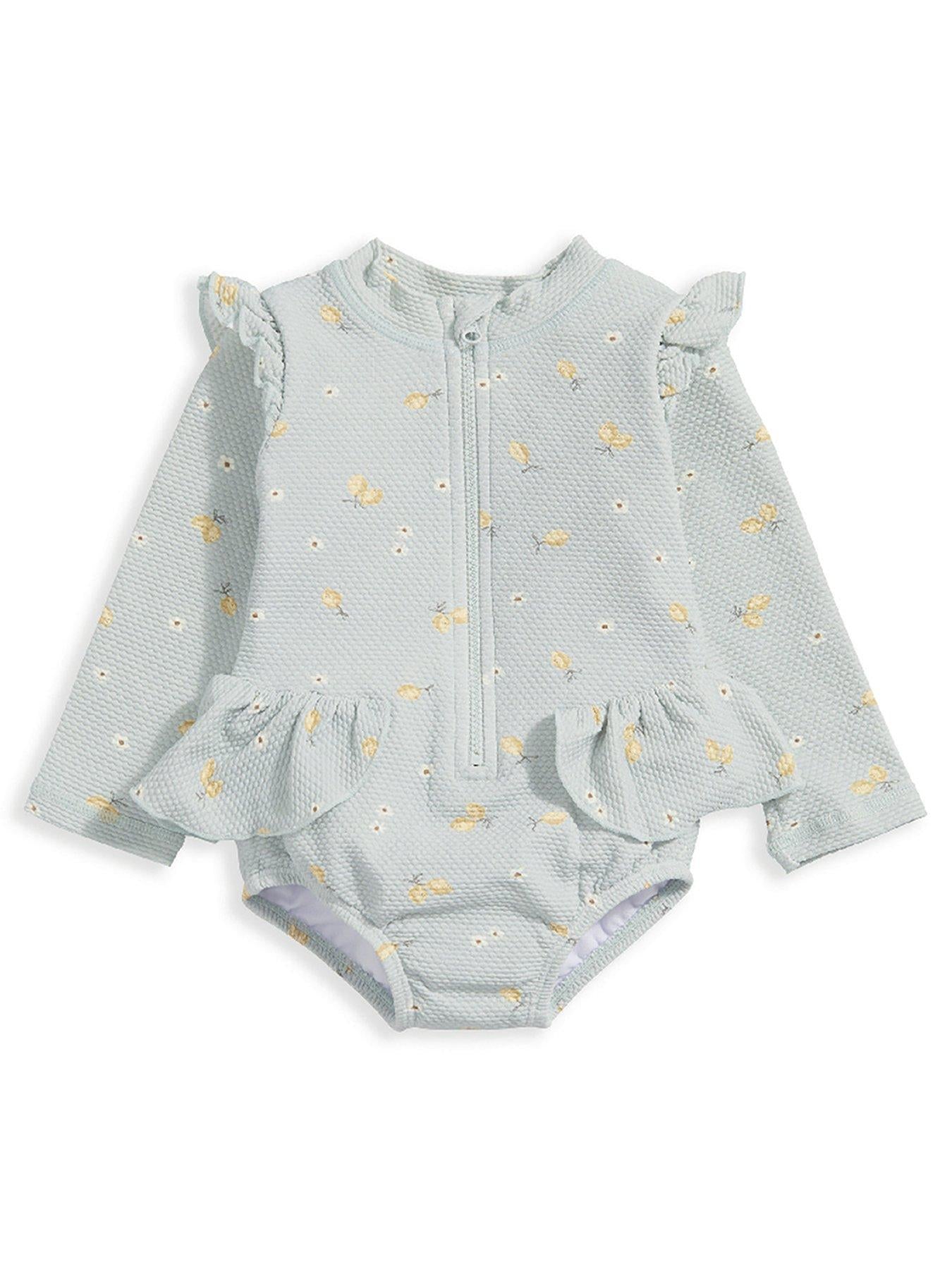 Mamas & Papas Long Sleeve Frill Swimsuit - Blue Lemon | Mamas & Papas, Babies, Nursing, Swimsuit