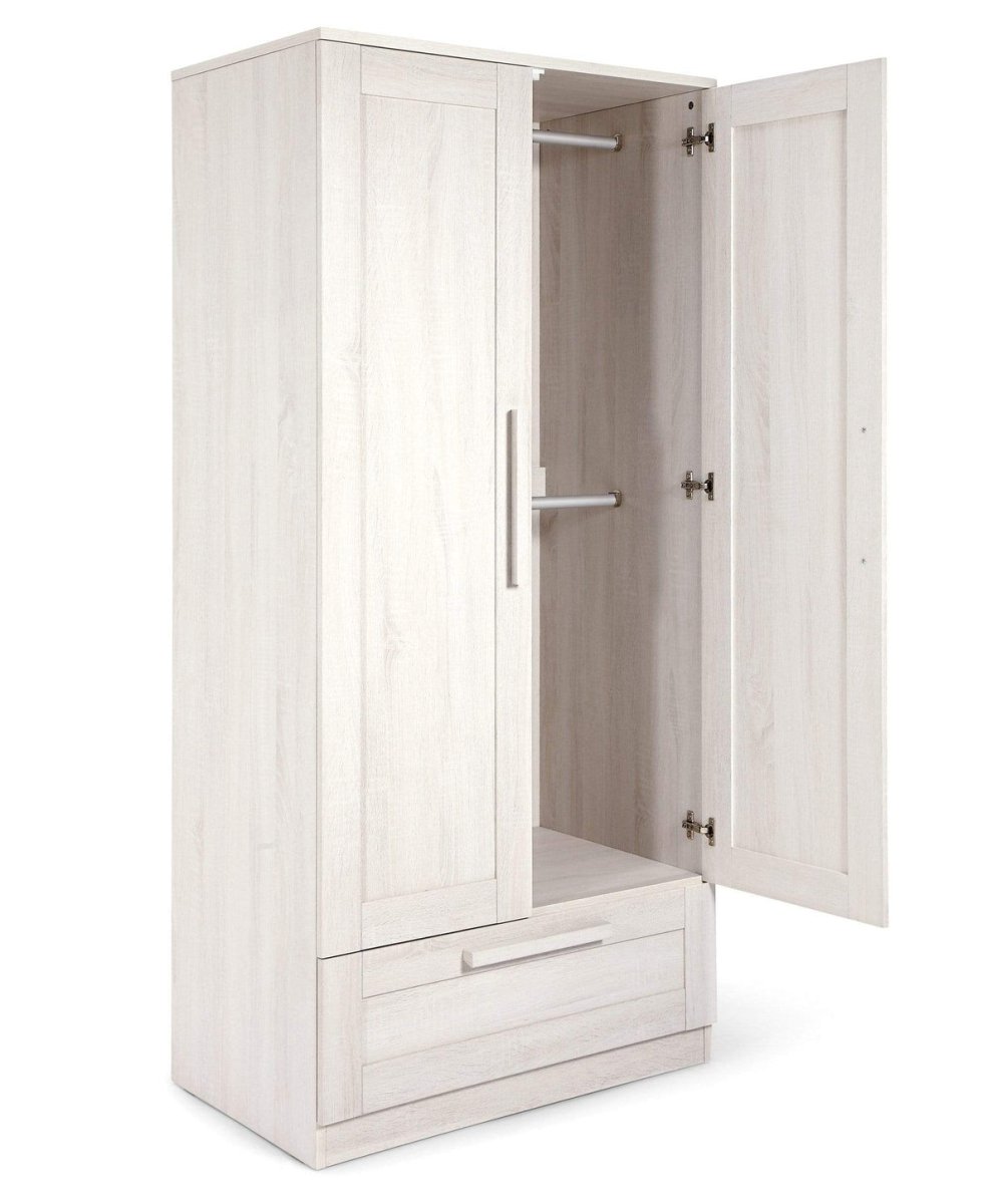 Atlas 2 Door Nursery Wardrobe with Storage Drawer - Nimbus White | Nursery Furniture | Mamas & Papas for Mamas & Papas LB - colorneed