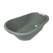 Freestanding bath tub in light green with heart detail on rim