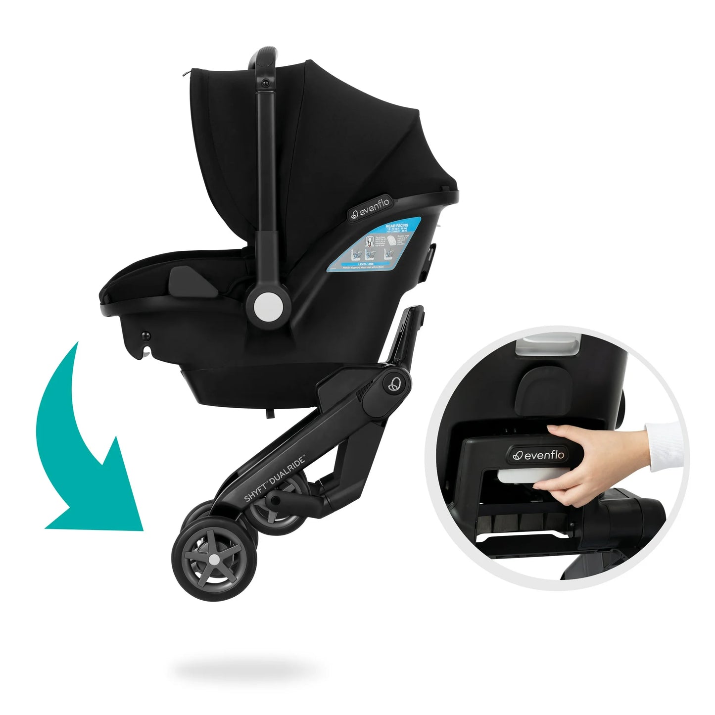 Shyft Dual Ride Car Seat and Stroller Combo - Beaufort Black