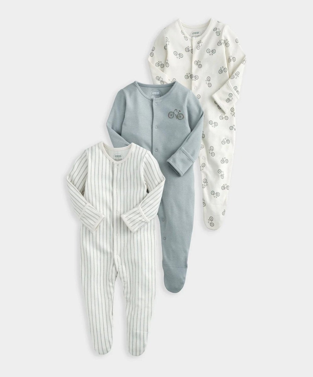 Bicycle Print Sleepsuits (Set of 3) | Sleepsuit | Mamas & Papas for Mamas & Papas LB - 6hr