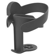 Black 2-in-1 cup holder with hinged arm and base clip