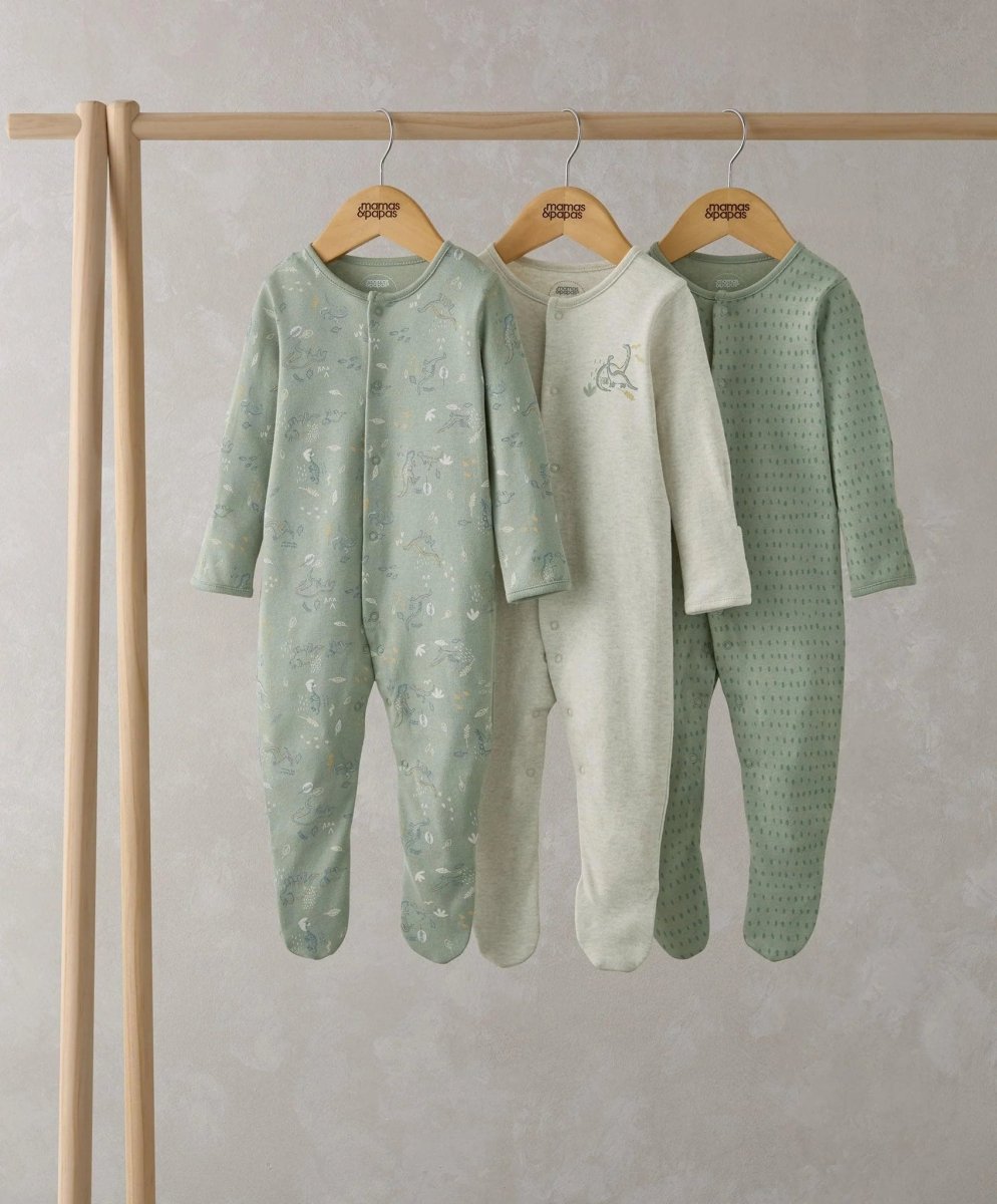 Dino Sleepsuits (Set of 3) | Sleepsuit | Mamas & Papas for Mamas & Papas LB - 6hr