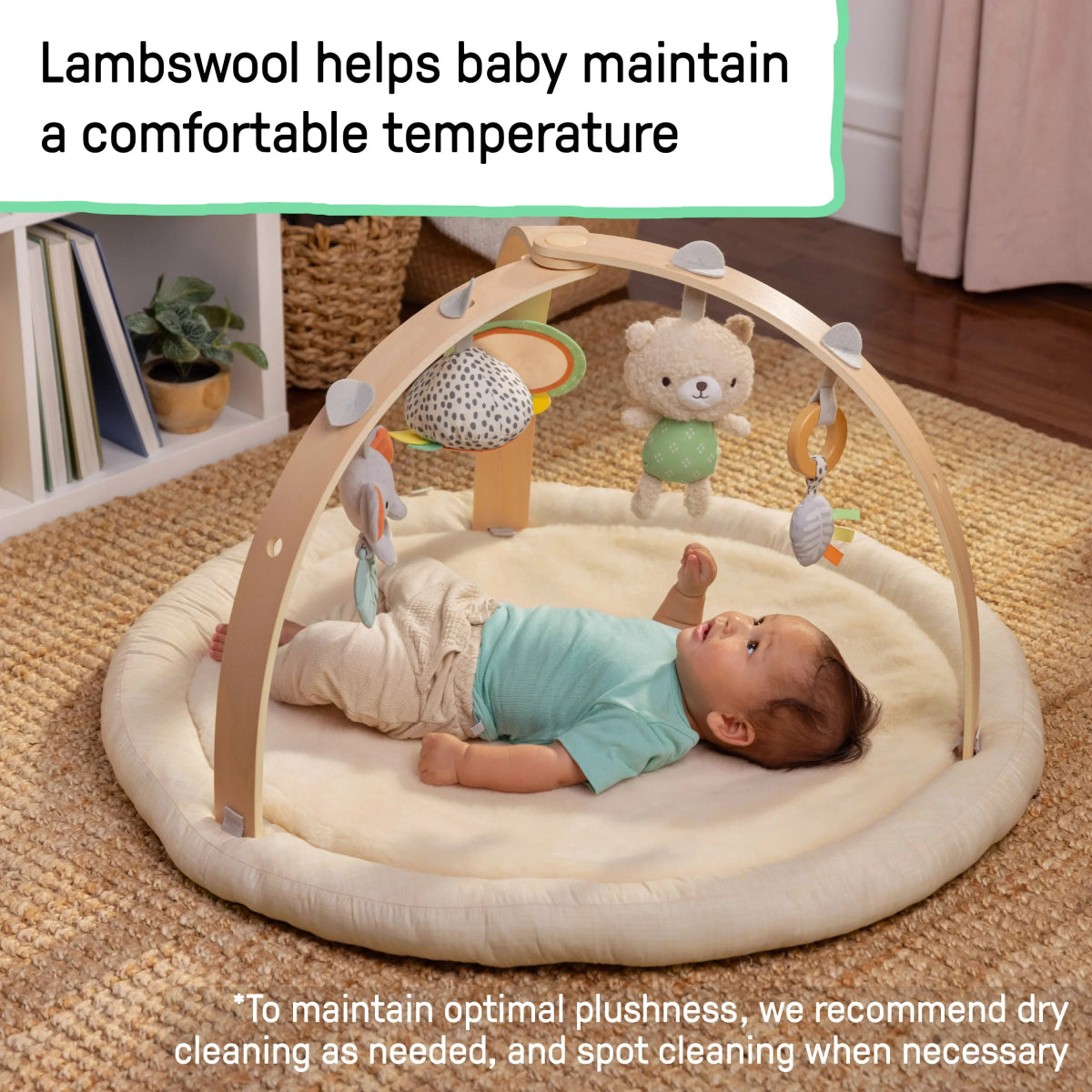 Every Season Plush Lambswool Baby Play Gym - Natural | Gym | Ingenuity for Mamas & Papas LB - Activity & Sensory Toys