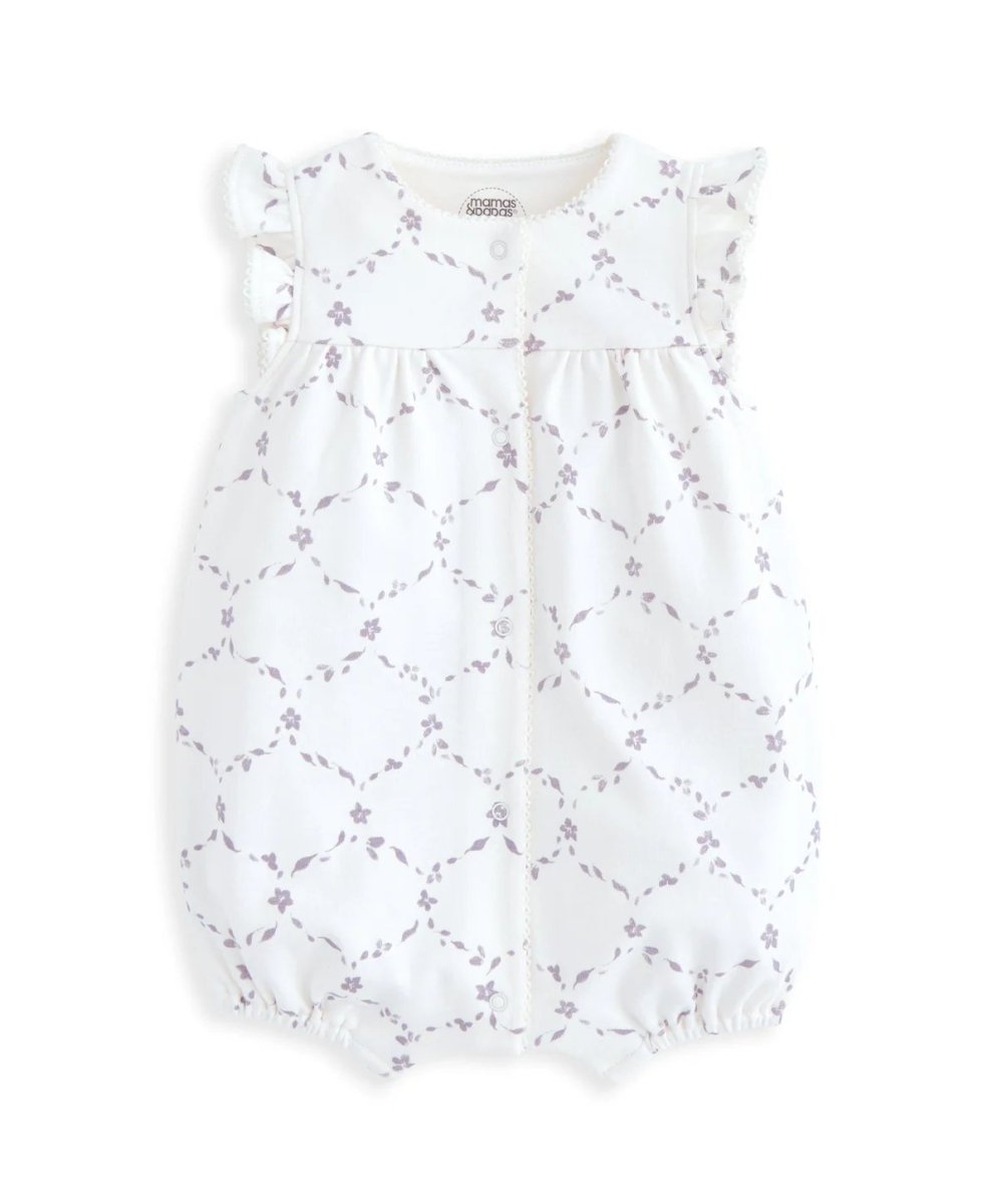Frill Short Sleeve Romper - Trellis Print | Romper | Mamas & Papas for Mamas & Papas LB - 6hr