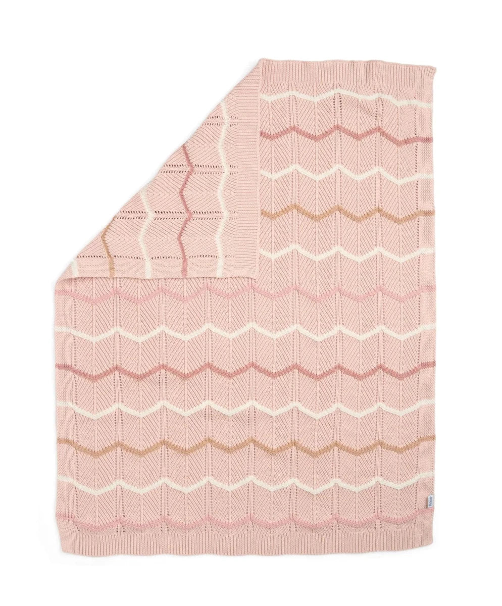 Knitted Blanket - Pink Wave | Blanket | Mamas & Papas for Mamas & Papas LB - Baby Quilts & Blankets