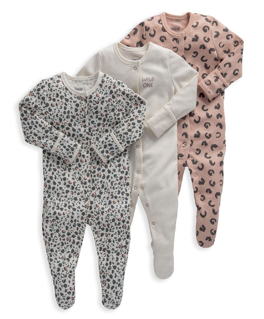 Leopard Print Jersey Cotton Sleepsuit - Set of 3 | Sleepsuit | Mamas & Papas for Mamas & Papas LB - 6hr