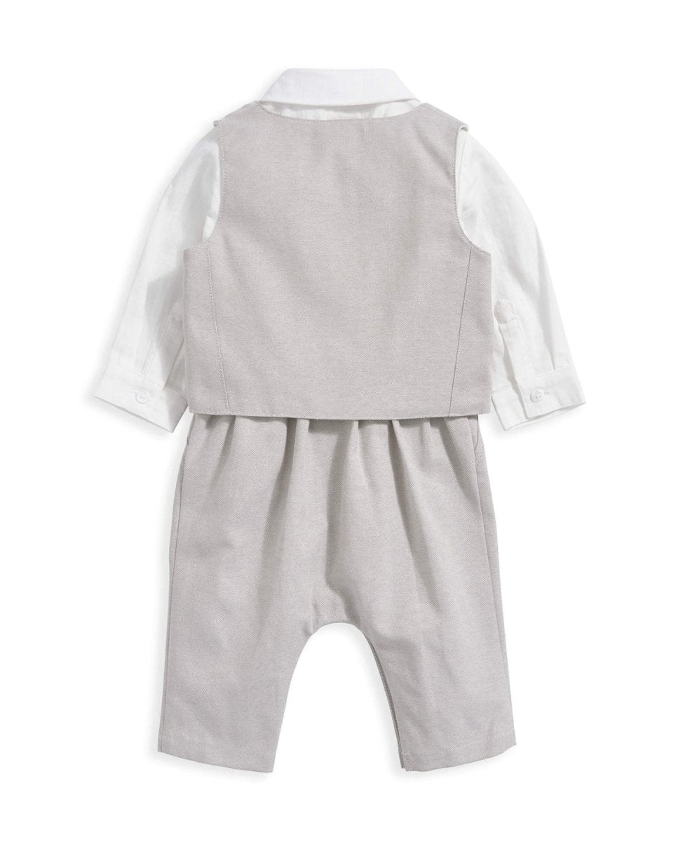 Linen Waistcoat Mock Romper - Cream | Romper | Mamas & Papas for Mamas & Papas LB - 6hr
