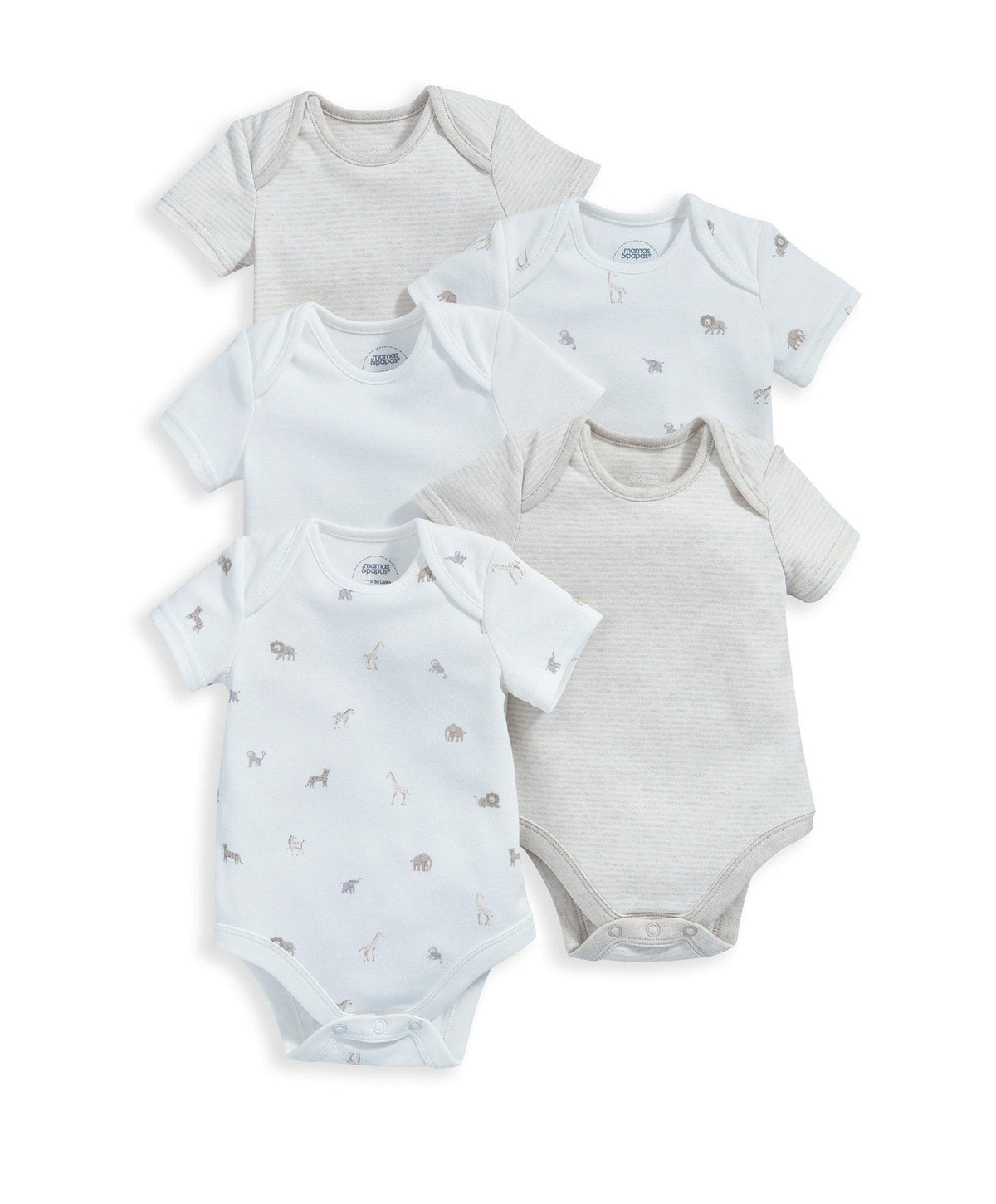 Mamas & Papas Born Wild Shortsleeved Bodysuits (Set of 5) | Mamas & Papas, Babies, Nursing, Bodysuit