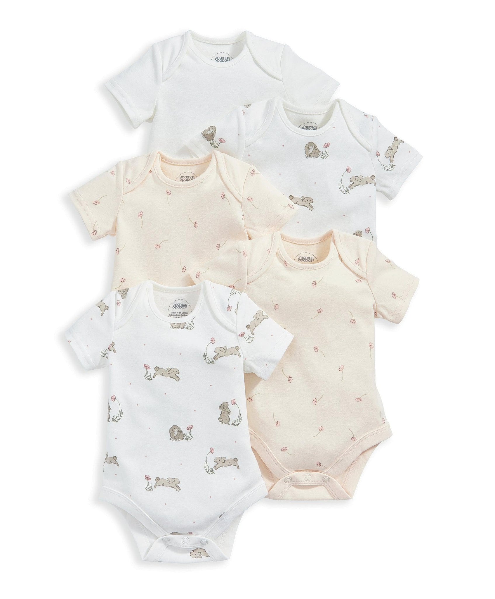 Mamas & Papas Bunny Floral Shortsleeved Bodysuits (Set of 5) | Mamas & Papas, Babies, Nursing, Bodysuit