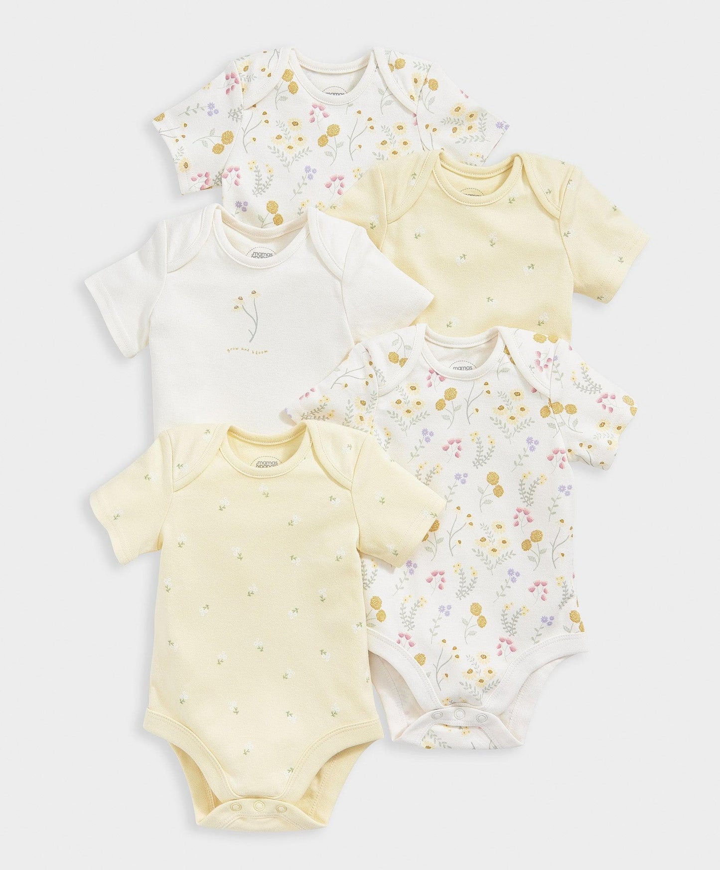 Mamas & Papas Botanical Garden Sleepsuits (Set of 5) - Yellow | Mamas & Papas, Babies, Nursing, Bodysuit