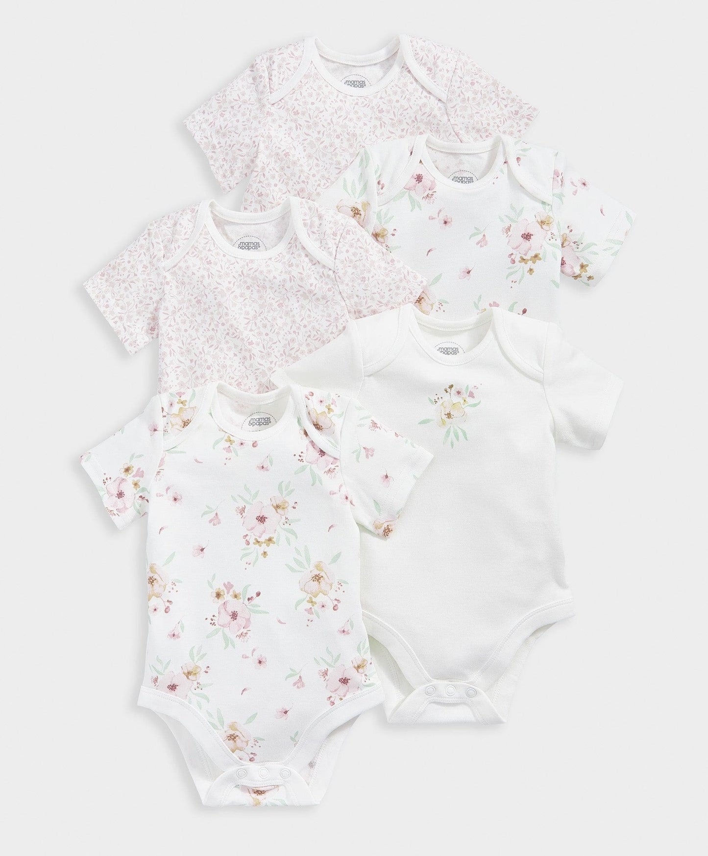 Mamas & Papas Flower Bodysuits (Set of 5) - Pink | Mamas & Papas, Babies, Nursing, Sleepsuit