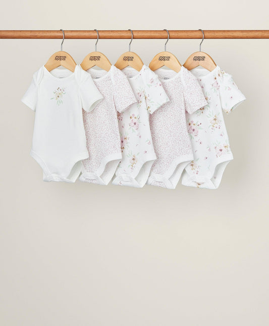 Mamas & Papas Flower Bodysuits (Set of 5) - Pink | Mamas & Papas, Babies, Nursing, Sleepsuit