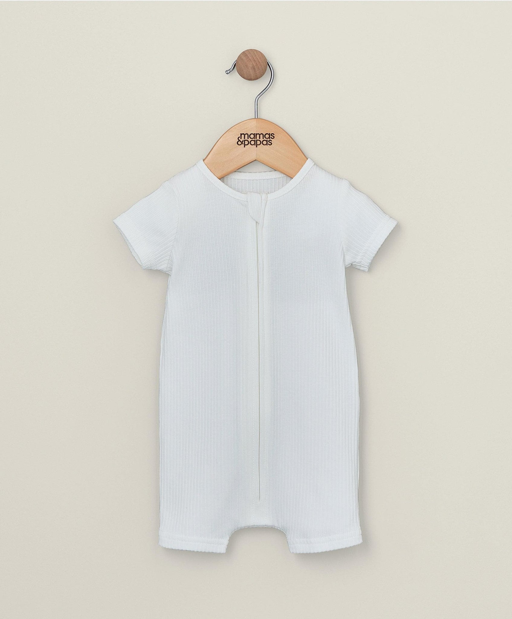Mamas & Papas Organic Ribbed Zip Romper - White | Mamas & Papas, Babies, Nursing, Romper
