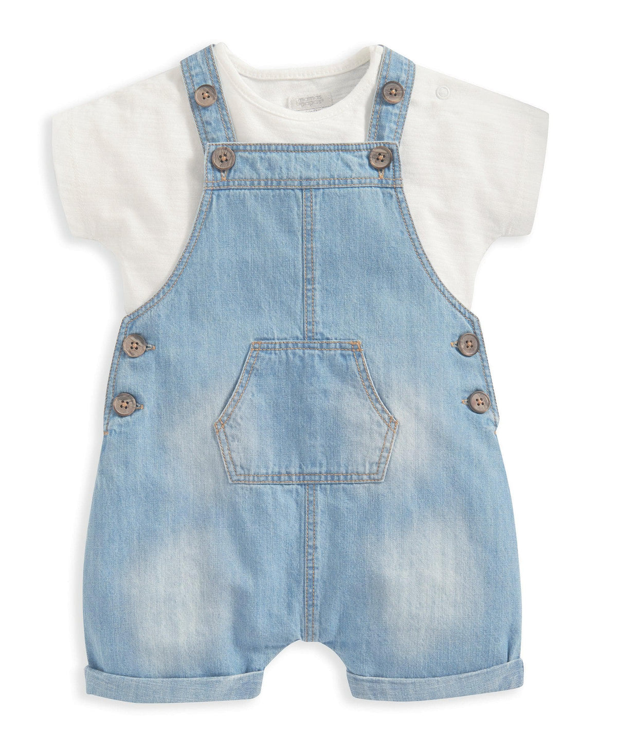Mamas & Papas Denim Dungarees & White T Shirt - 2 Piece Set | Mamas & Papas, Babies, Nursing, Set