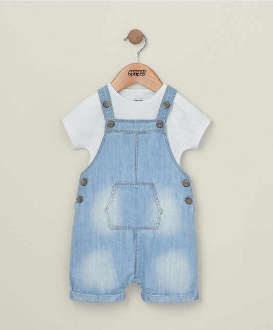 Mamas & Papas Denim Dungarees & White T Shirt - 2 Piece Set | Mamas & Papas, Babies, Nursing, Set